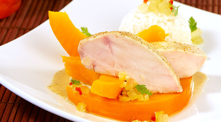 Curry chicken breast with pumpkin sous videHaenchenbrust Heikoantoniewicz